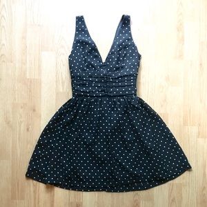 Fit & Flare Dress / Black & White Polka Dot / 0 /